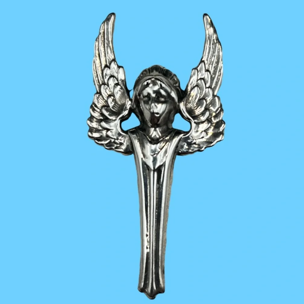 925 Sterling Silver Angel Wing Brooch Pin - Picture 4 of 14